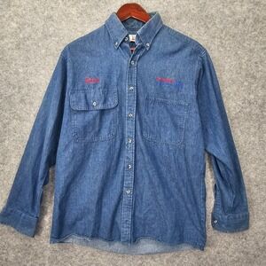 Vintage TODD Denim Shirt Mens M Blue Button Down Chore Work Utility Plumbing USA